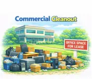 commercial junk removal in Colorado showing office furniture and equipment cleared from a business property