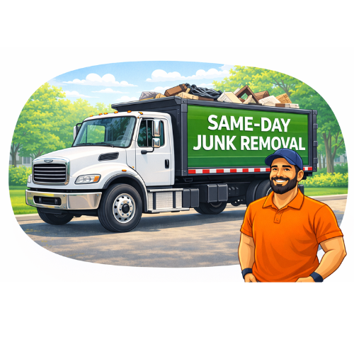 Same day junk removal in Colorado with dump truck and friendly crew ready for fast pickup