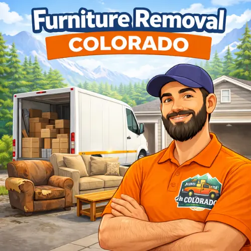 furniture removal in colorado truck and crew removing couch and bulky furniture from home