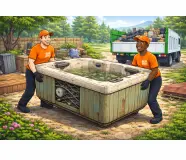 Same day Junk removal in Colorado removing old hot tub from backyard