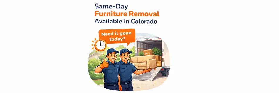 same day furniture removal in colorado crew loading couch for fast pickup