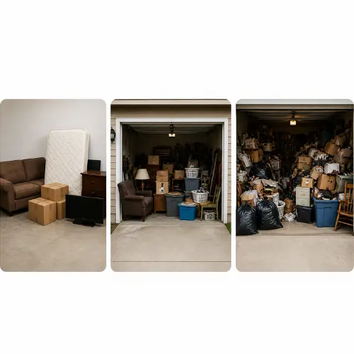 Junk removal pricing examples in Colorado showing small pickup, medium load, and full garage cleanout